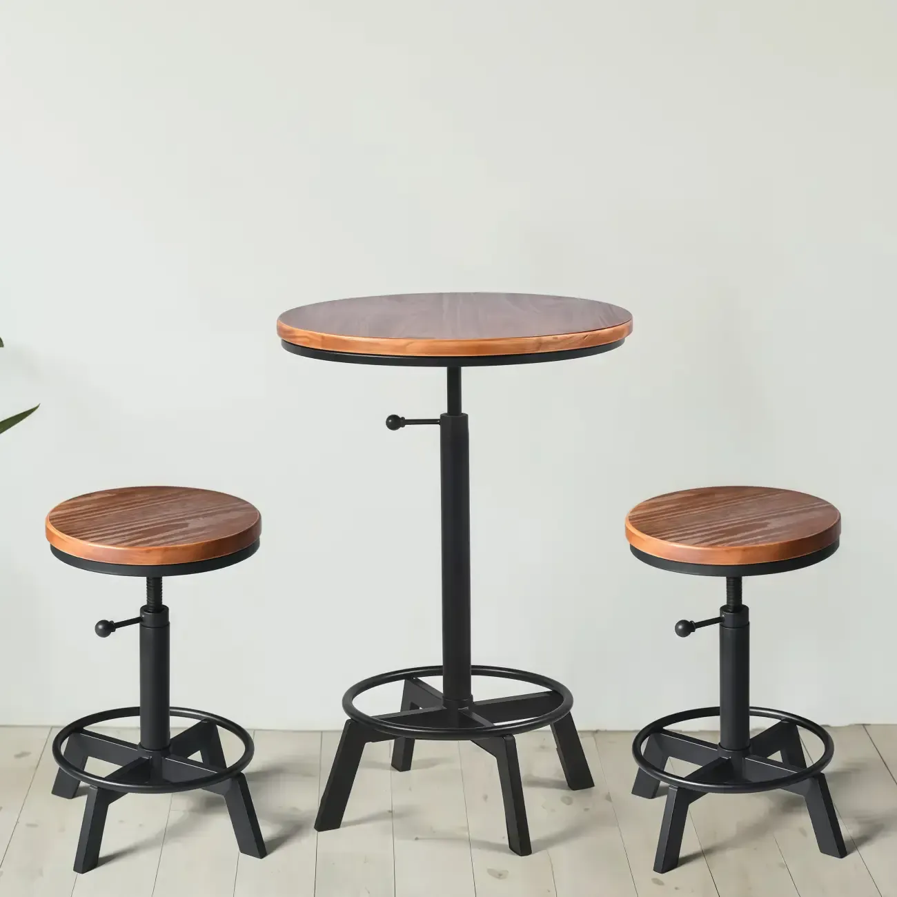 Retro Industrial Circular Adjustable Bar Table