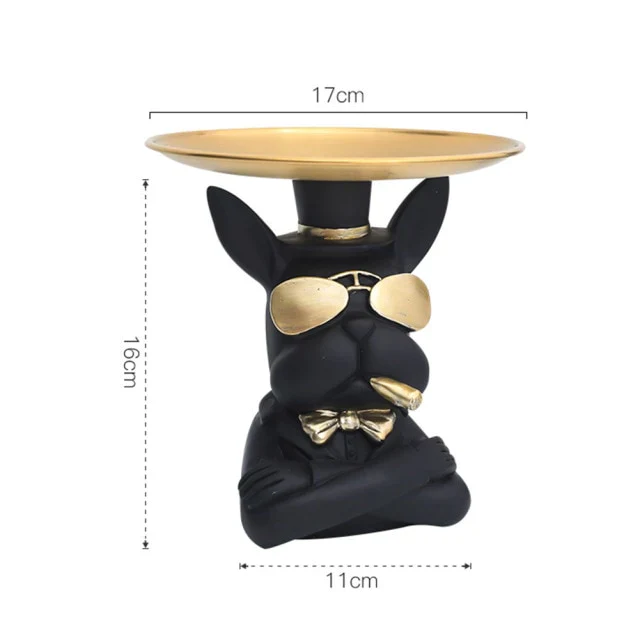 HULIANFU Nordic French Bulldog Sculpture Dog Statue Statue Jewelry Storage Table Decoration Gift Belt Plate Glasses Tray Home Art Statue - Deanwangkt