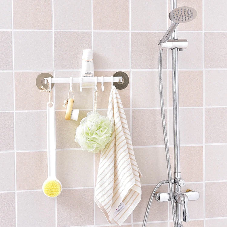HULIANFU Strong Adhesive Wall Rack Suction Cup 6 Hooks Towel Bathroom Kitchen Holder Sucker Hanger Bathroom Powerful Hook Storage Rack - Deanwangkt