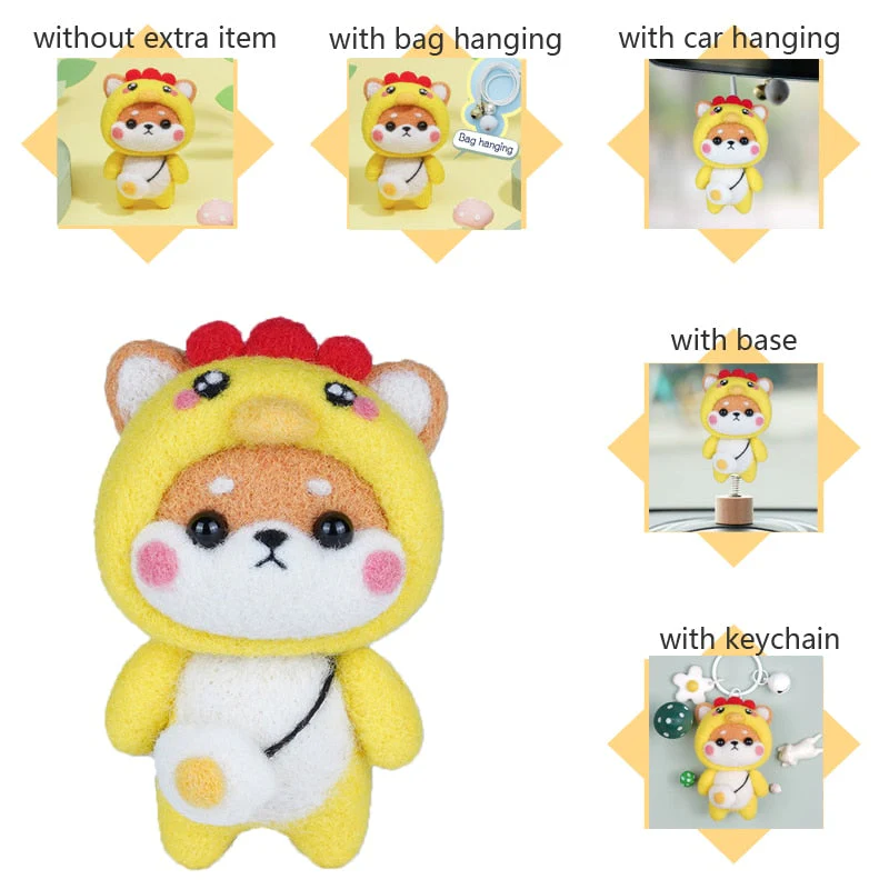 HULIANFU LMDZ Fashion Lovely Wool Felting Fabric Materials Handcraft Needle Felting Kit Doll Twelve zodiac for Needle Material Bag Pack - Deanwangkt