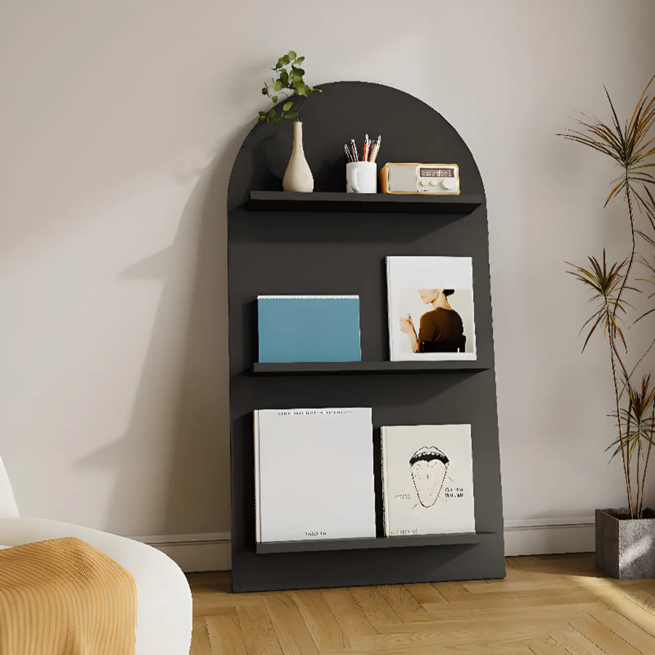 Scandinavian Solid Wood 4-Tier Ladder Bookcase