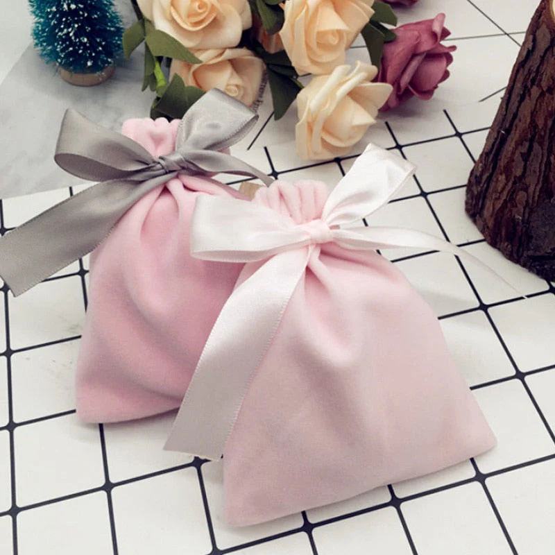 HULIANFU Velvet Gift Bags Jewelry Ribbon Sack 7x9cm 10x12cm 12x15cm pack of 50 Eyelashes Makeup Lipstick Drawstring Pouches - Deanwangkt