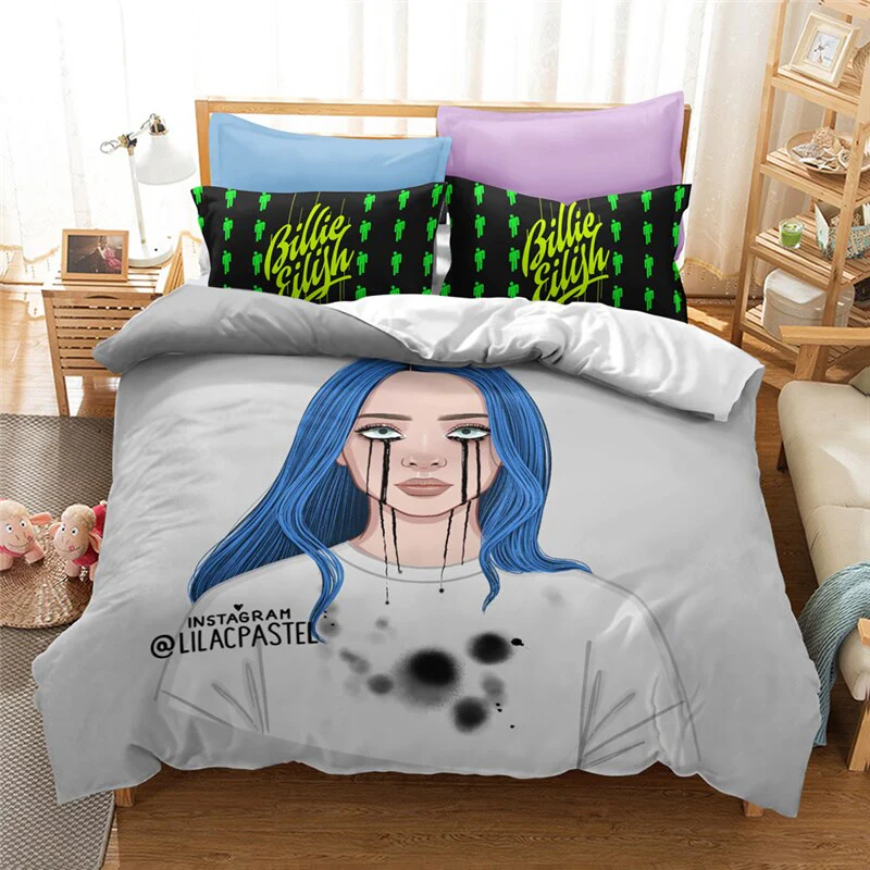 HULIANFU Popular Billie Pattern Duvet Cover Set Pillowcase Printed Bedding Set Single Double Twin Full Queen King Size for Bedroom Decor - Deanwangkt