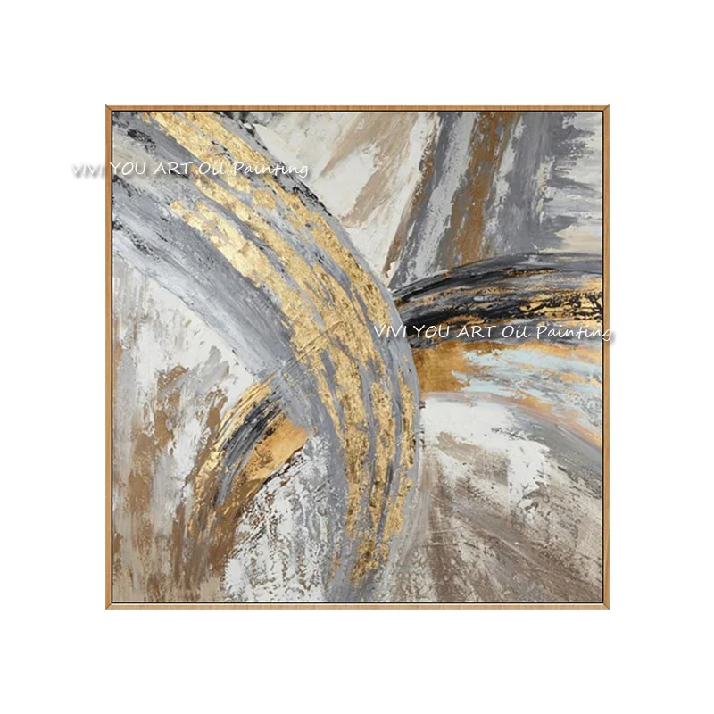 HULIANFU New Design High Quality Hand-painted Modern Golden Oil Painting on Canvas Modern Art Oil Painting for All Kinds of Wall Decor - Deanwangkt