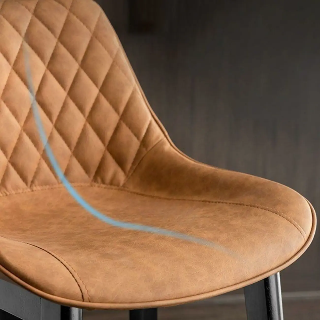 Modern Wood Tufted Upholstered Leather Bar Stool