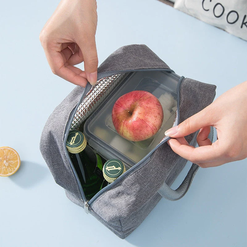 HULIANFU Portable Lunch Bag Lunch Box Thermal Insulated Canvas Tote Pouch Kids School Bento Portable Dinner Container Picnic Food Storage - Deanwangkt