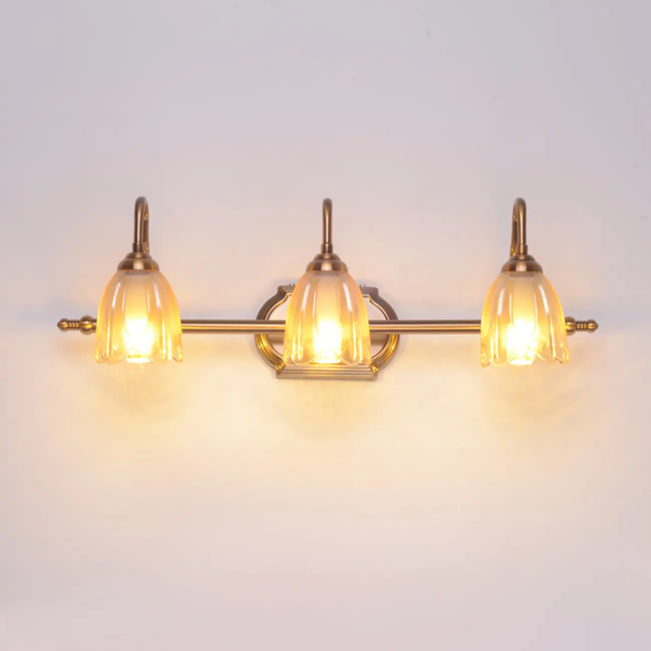 Modern Brass 3-Light Geometric Bathroom Vanity Light