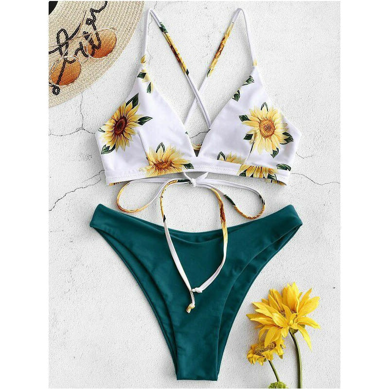 Women's Swimwear Push Up Bandeau Bikini Low Waist Beachwear Two-Piece Separates Printed Bikini Set Sexy Exotic Swimsuit - Deanwangkt