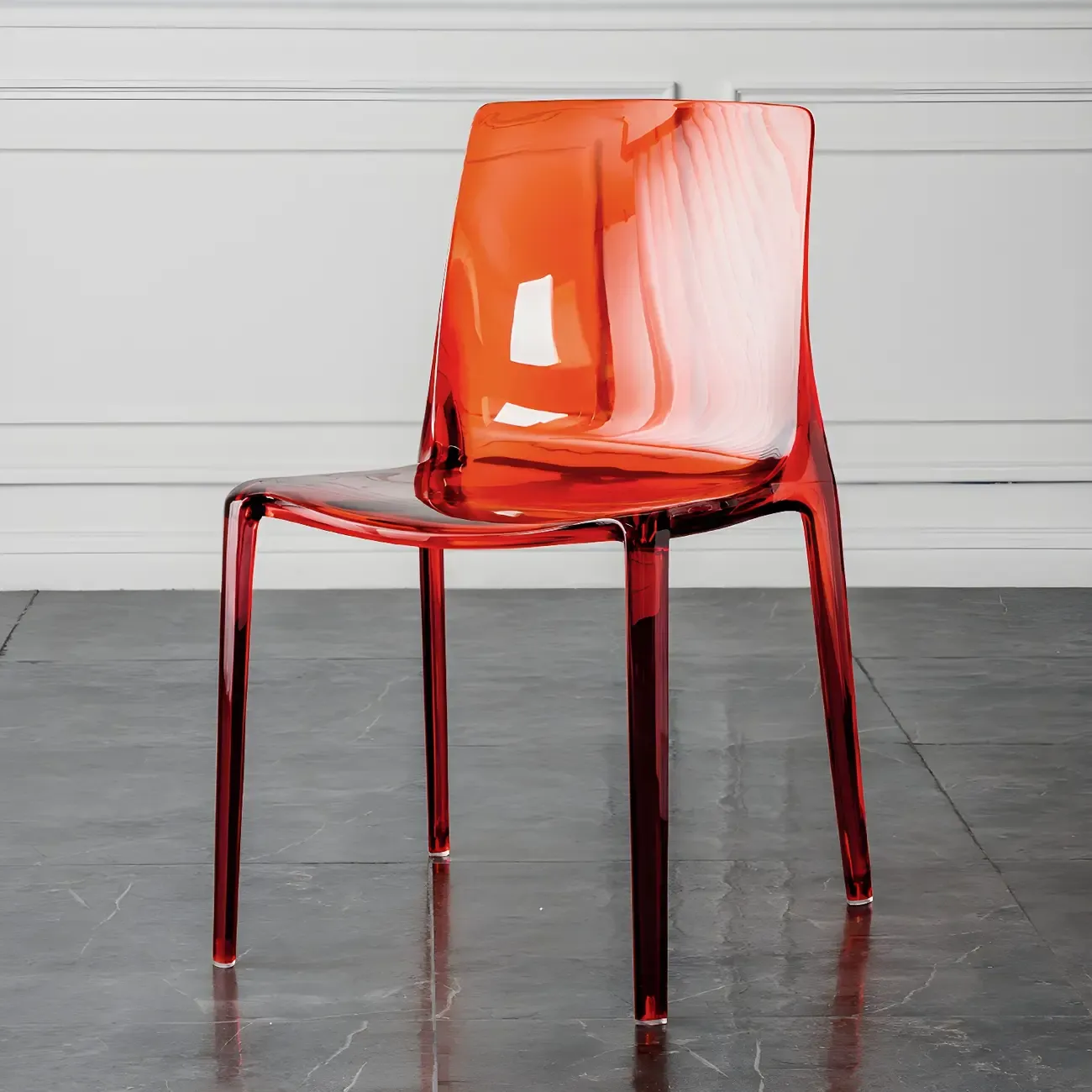 Amber Acrylic Armless Low Back Dining Chair
