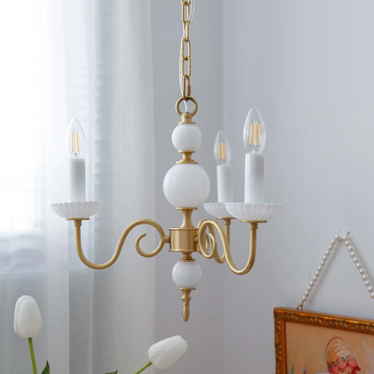 Vintage Gold Metal Candelabra Chandelier for Residential Use