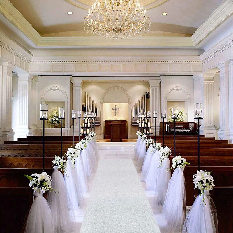 HULIANFU Romantic White Wedding Carpet Aisle Runner Floor Decor Festival Party Celebration Wedding Carpet Indoor Outdoor Anti-slip Rugs - Deanwangkt