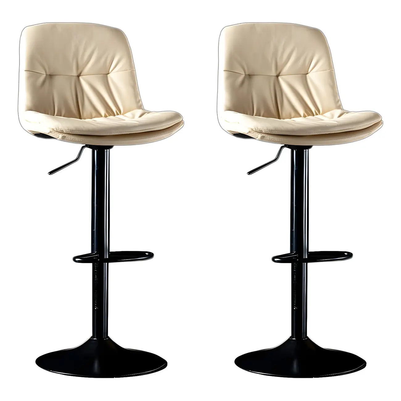 Adjustable Leather Low Back Swivel Bar Stool