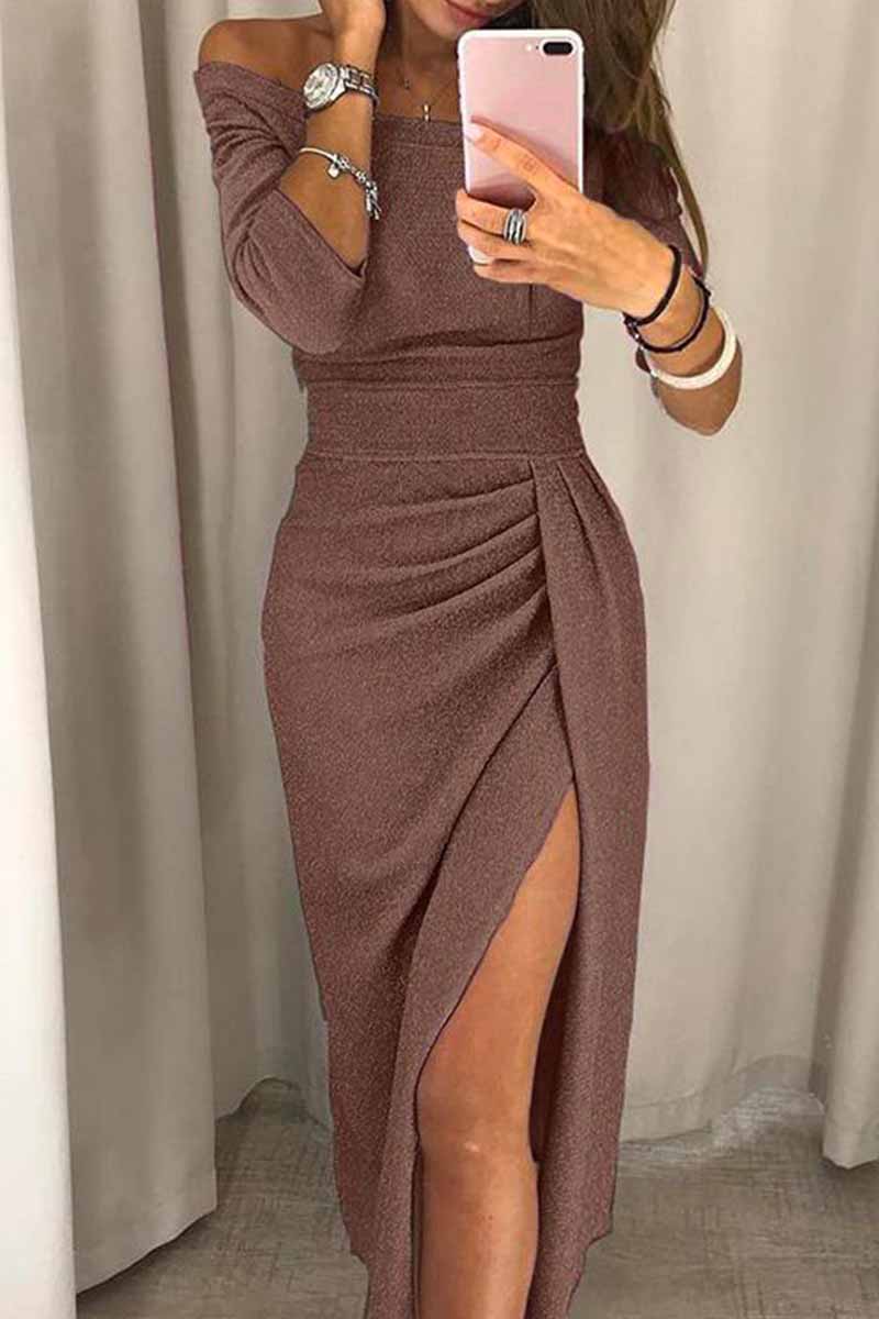 hulianfu hulianfu Wrap Hip Slit Collar Maxi Dresses(5 Colors) - Deanwangkt