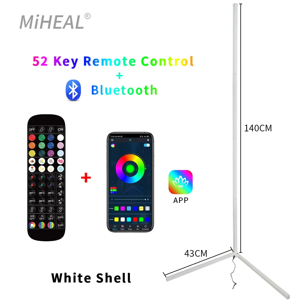 HULIANFU RGB LED Floor lamp Indoor Home Decoration Modern Corner Floor Lamp Living Rome Art Decor Atmospheric Standing Stand Lighting - Deanwangkt