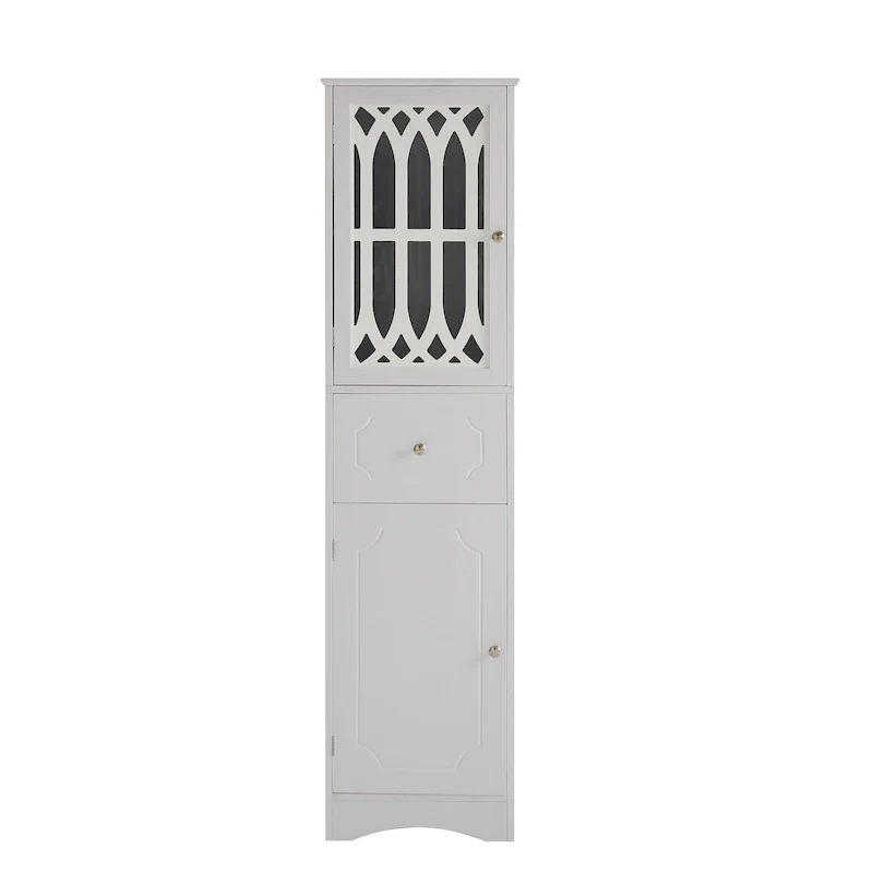 Tall Bathroom Cabinet, Freestanding Storage Cabinet with Drawer and Doors