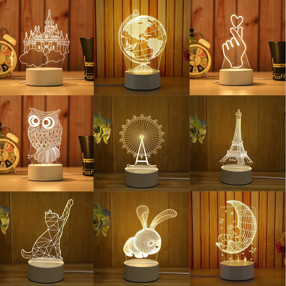 HULIANFU Romantic Love 3D Lamp Heart-shaped Balloon Acrylic LED Night Light Decorative Table Lamp Valentine  Day Sweetheart Wife  Gift - Deanwangkt