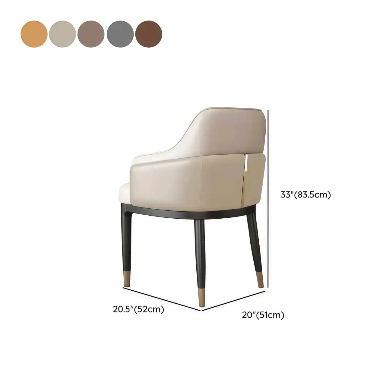 Modern Genuine Leather Sloped Arms Low Back Dining Chair