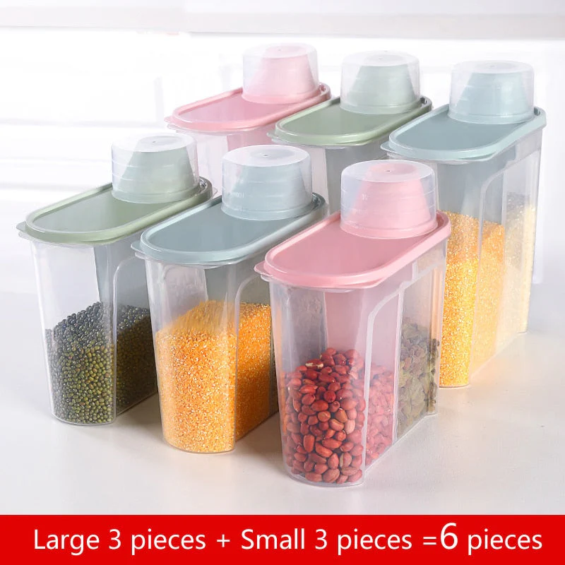 HULIANFU PP Food Storage Box Plastic Clear Container Set with Pour Lids Kitchen Storage Bottles Jars Dried Grains Tank 1.9L-2.5L H1211 - Deanwangkt