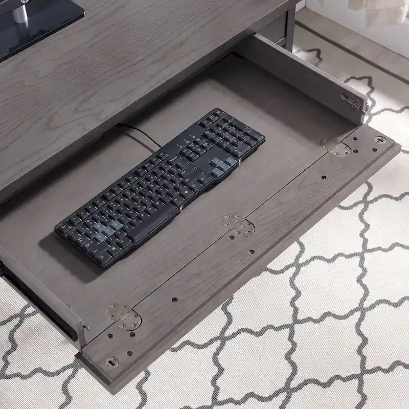 Grey 1 Drawer Metal and Wood Writing/Computer Desk