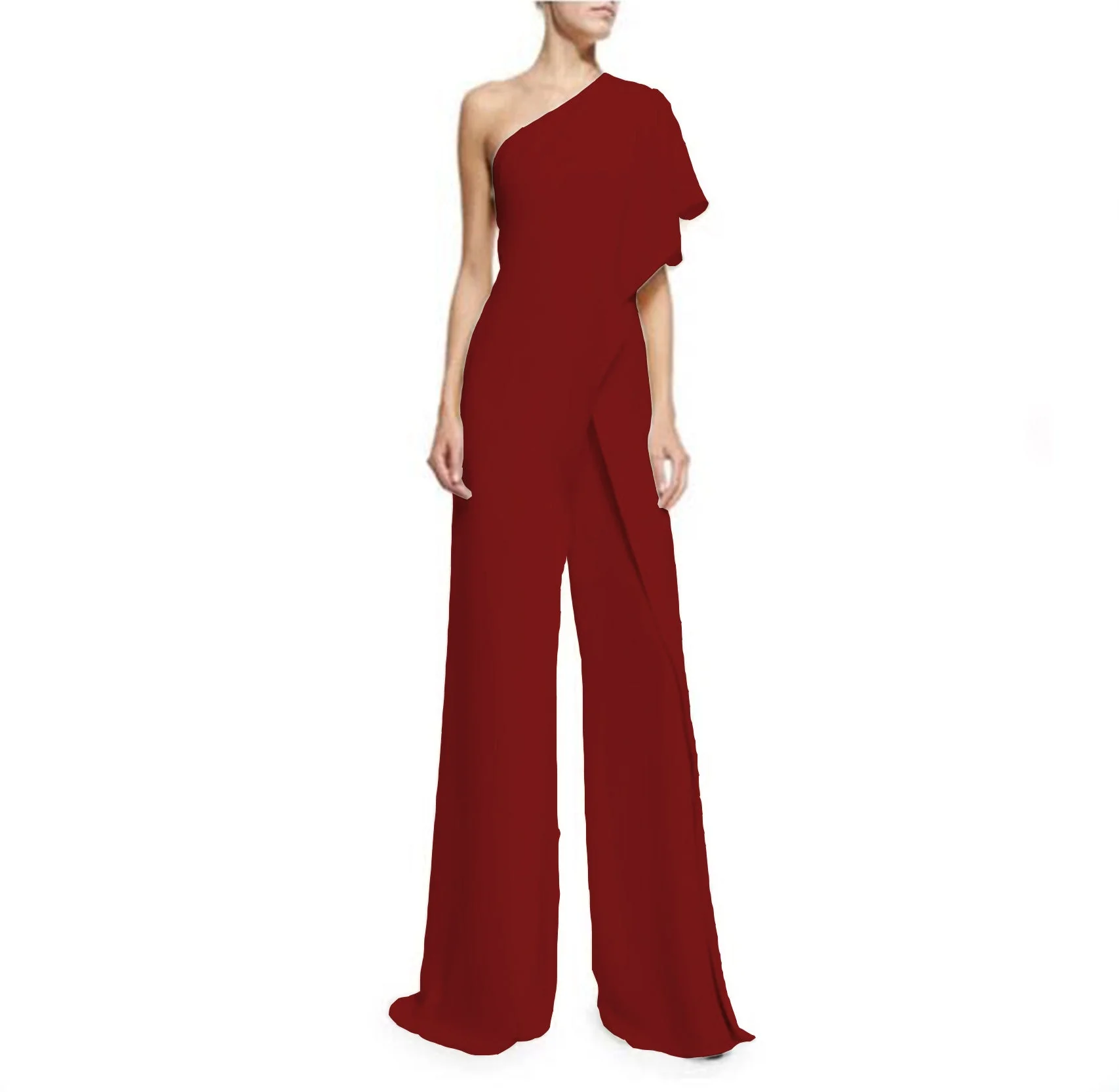 Hulianfu Sexy Ruffles Asymmetrical Solid Casual Overalls Holiday Rompers Women Long Jumpsuits Summer Playsuits Plus Size 5XL - Deanwangkt
