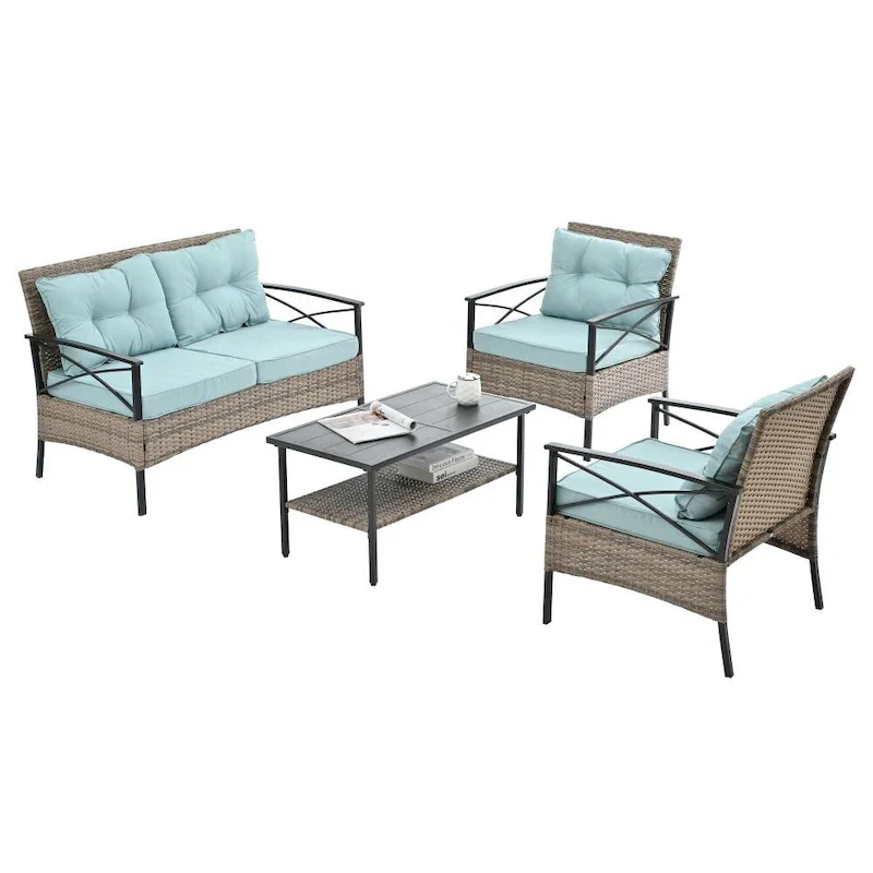 Patio Seasonal Four Set PE Wicker Furniture