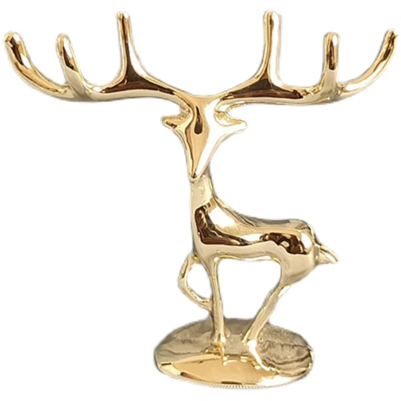 HULIANFU Nordic Style Mini Light Luxury Imitation Copper Elk Ornaments  Deer Sculpture Gold plated zinc alloy deer ornaments decoration - Deanwangkt
