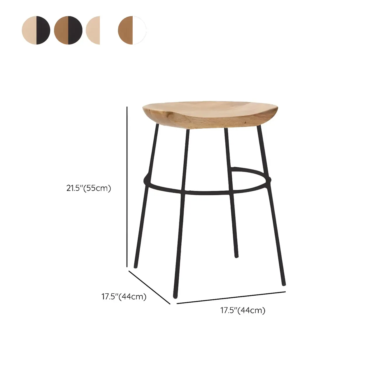 Modern Solid Wood Counter Height Bar Stools