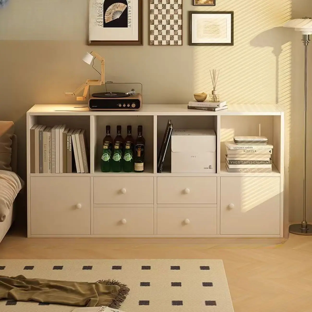 Modern Multi-Layer Brown Lumber Closed Back Bookcase