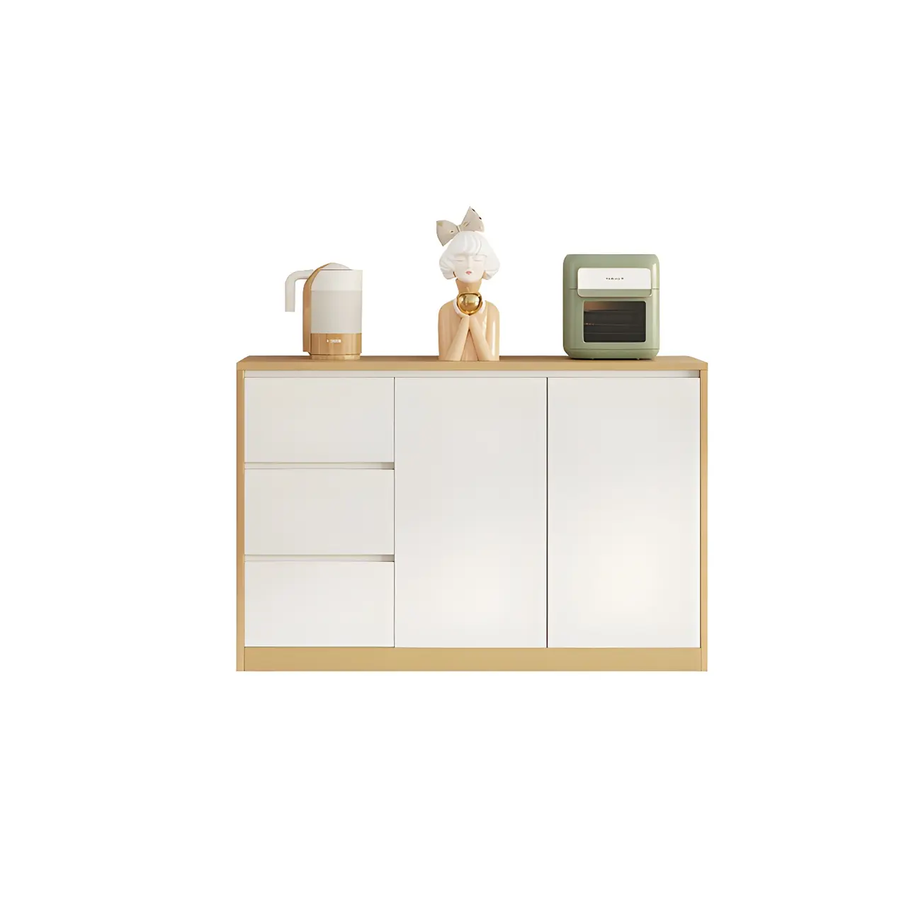 Modern Wooden Sideboard with 3 Drawers in White