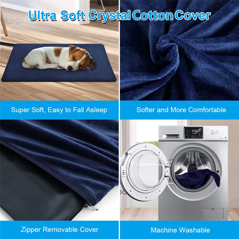 HULIANFU Pet Electric Heating Pad Blanket Pet Dog Cat Winter Warmer Pad Waterproof Adjustable Temperature Dog Mats with Light indication - Deanwangkt