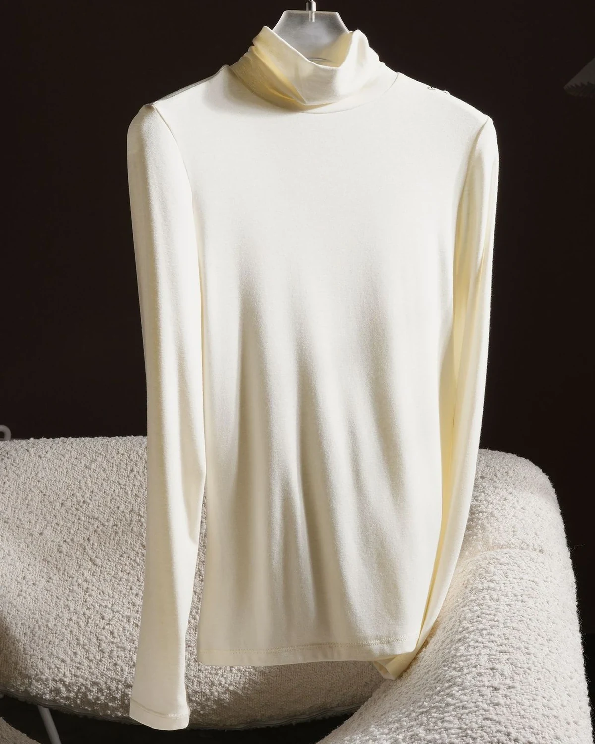 60S modal base-layer top for women, Fall/Winter warm sheep wool high-neck slim and slimming shirt for layering or wearing on its own