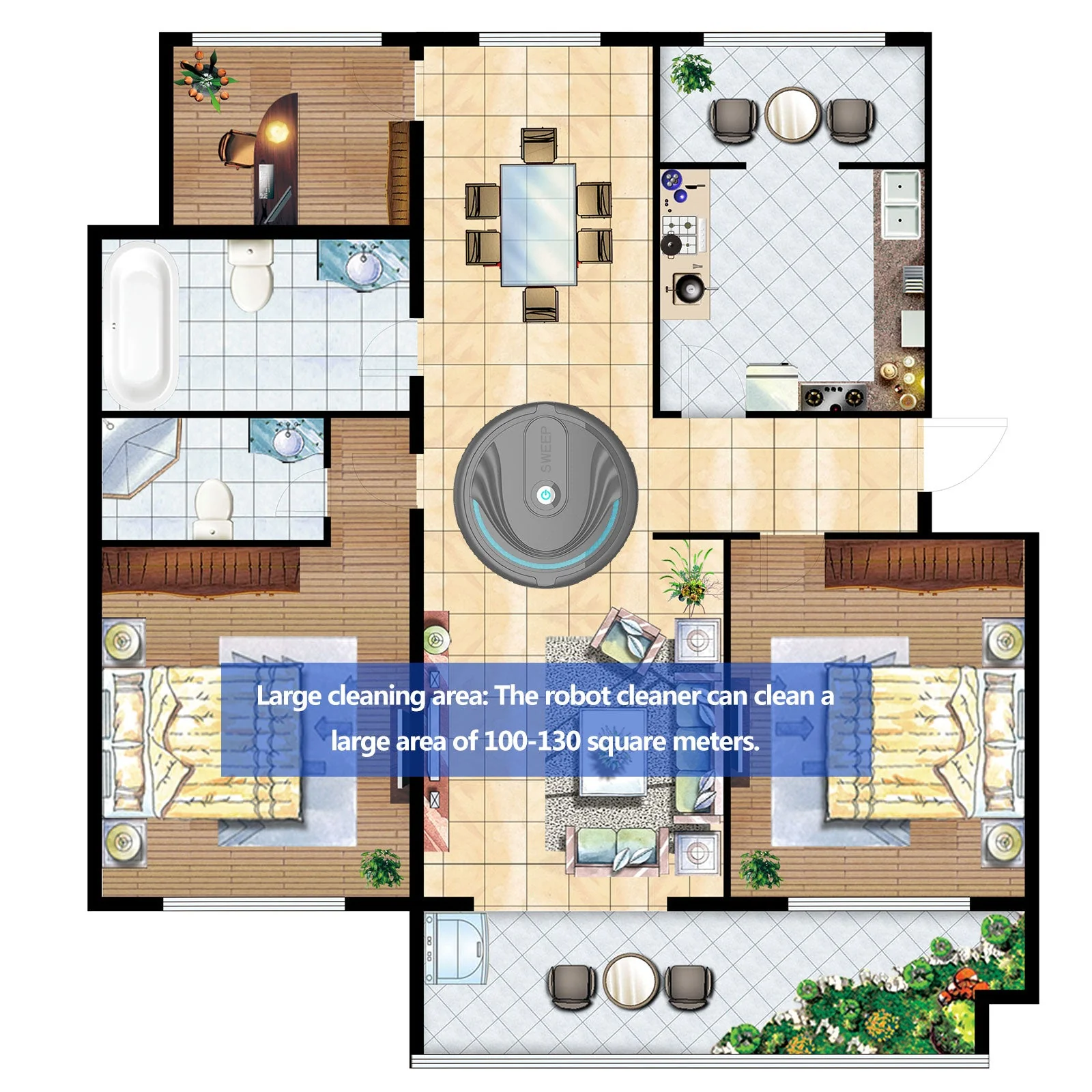HULIANFU Robot Vacuum Cleaner-Multiple Cleaning Modes with Smart Sensor for Floor Auto Rechargeable Floor Sweeping Robot Dry Wet Cleaning - Deanwangkt