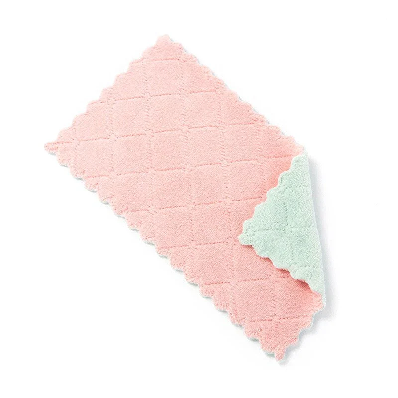 HULIANFU Microfiber Double-Sided Strong Absorbent Soft Scouring Pad Kitchen Cleaning Rag Non-Stick Oil Rag Dry and Wet Rag Kitchen Towel - Deanwangkt