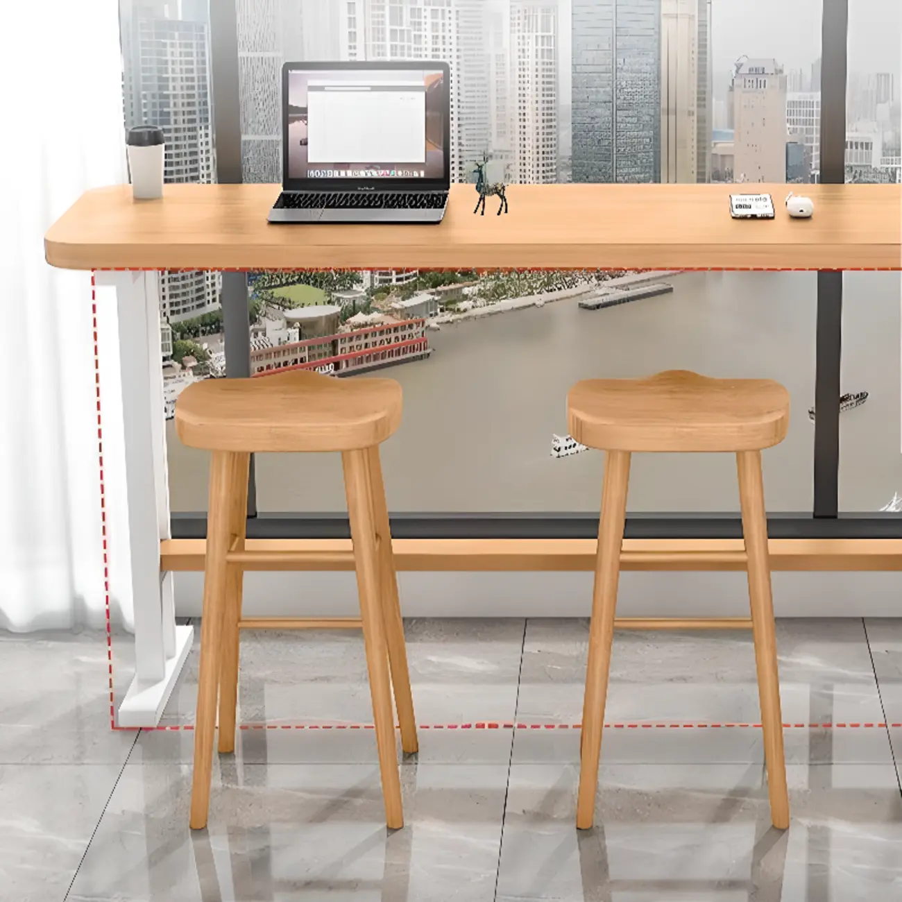 Modern Natural Wood Fixed Design Bar Tables