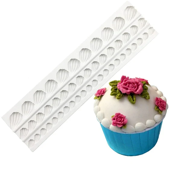 HULIANFU Pearl Rope Wave Flower Gemstone Shape Cake Side Lace Silicone Sugarcraft Mold Fondant Cake Decorating Tools - Deanwangkt