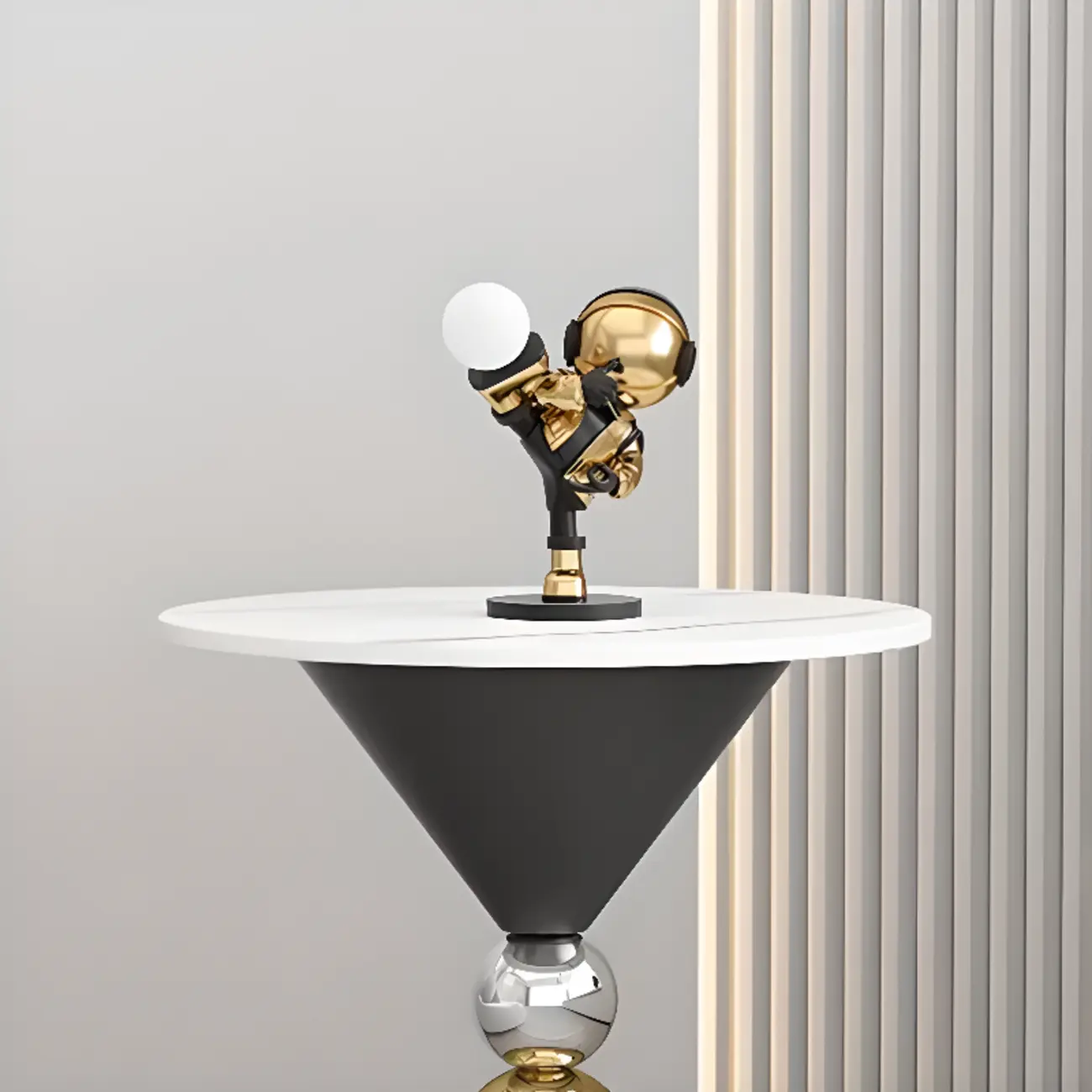 Glam White Stone Stump Base Round Side Table