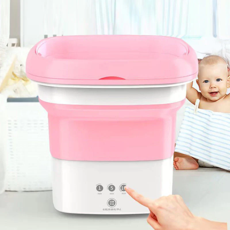 HULIANFU New Mini Folding Washing Machine Wash Fruits Electric Touch Button Household Portable Washer Foldable Barrel Type For Travel - Deanwangkt