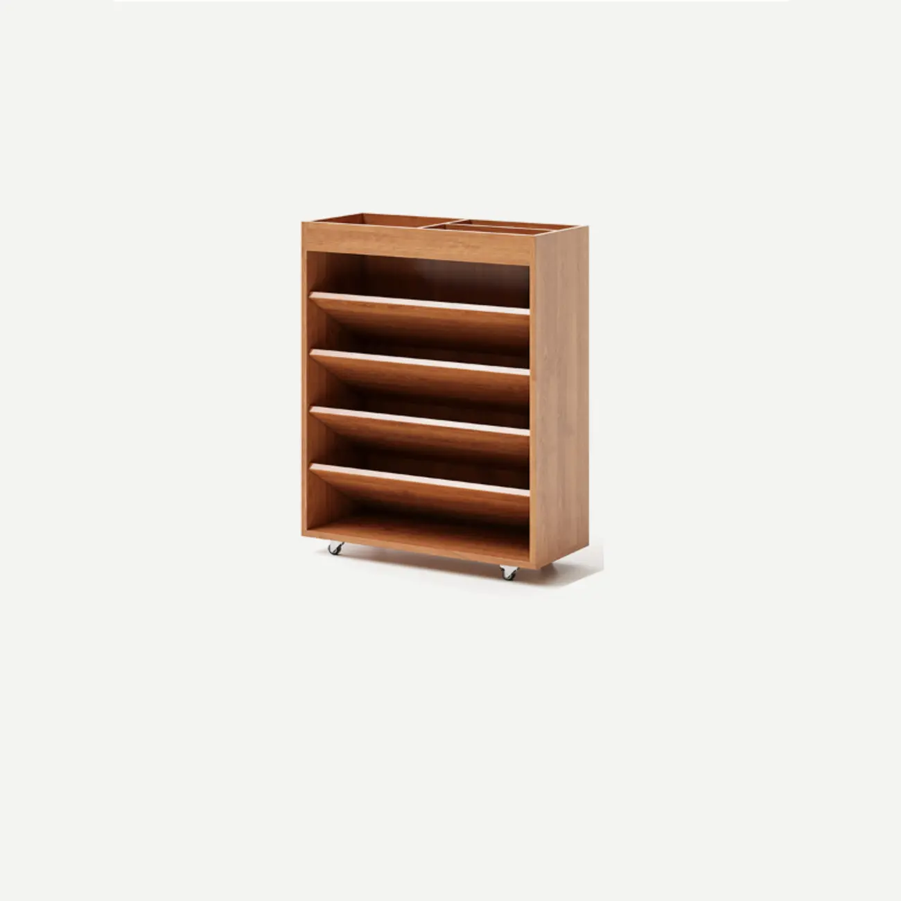 Mobile 5-Shelf Nut-Brown Wood Vertical Bookcase