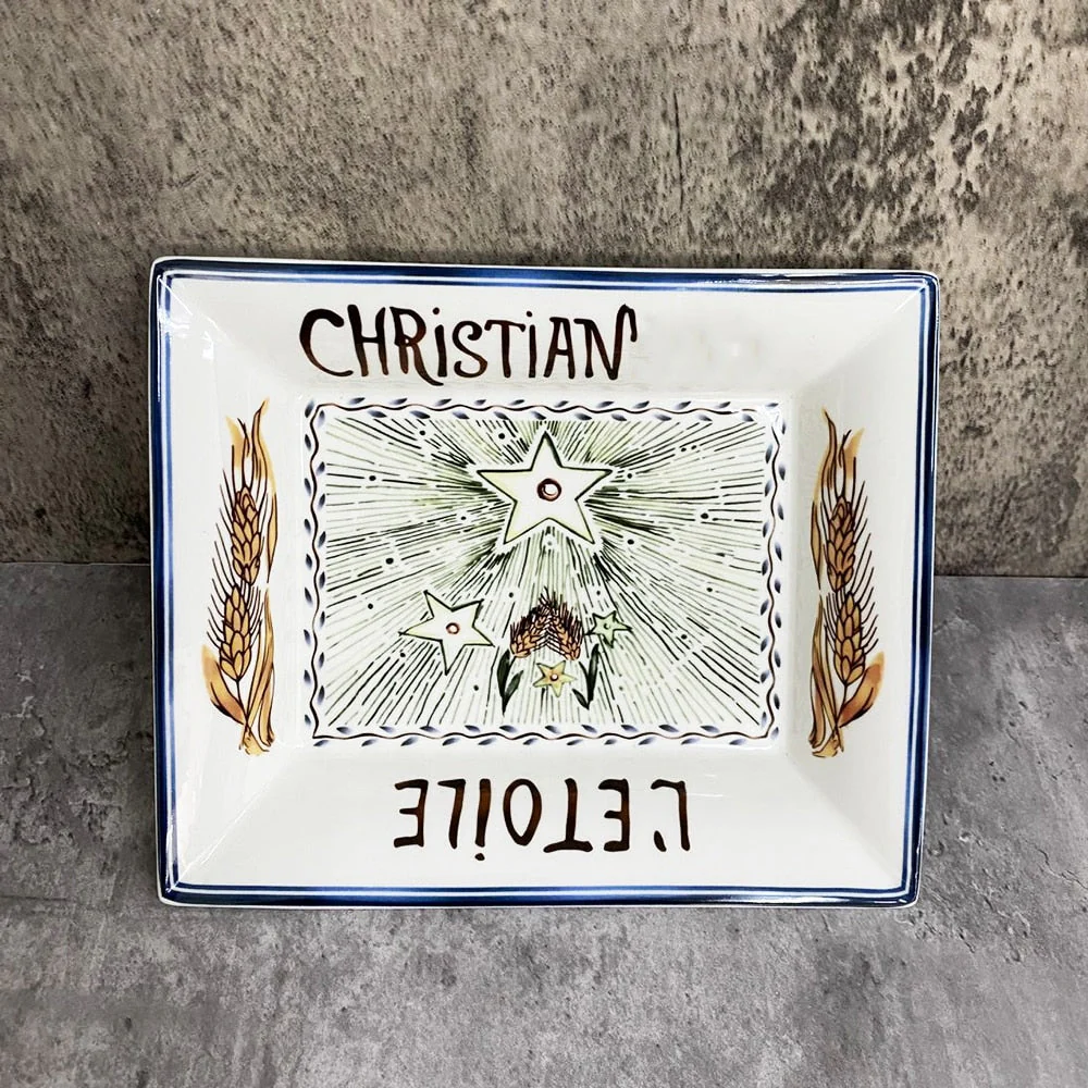 HULIANFU Retro Plate Bone China Dinner Set Nordic Kitchen Ceramic Dessert Charger Plates for Wedding Tableware Trays Decorative Mug Cup - Deanwangkt