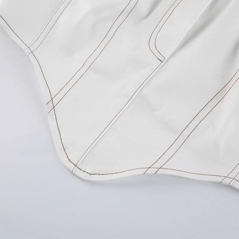 Hulianfu White Strapless Cropped Tube Top Women Sexy Backless Boob Tube Crop Tops Zipper Black Thread Camisole Summer - Deanwangkt