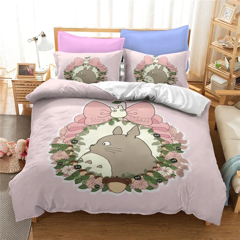 HULIANFU MY NEIGHBOUR TOTORO 3d Printed Bedding Set Duvet Cover Set with Pillowcase Twin Full Queen King Comforter Cover Sets Bedclothes - Deanwangkt