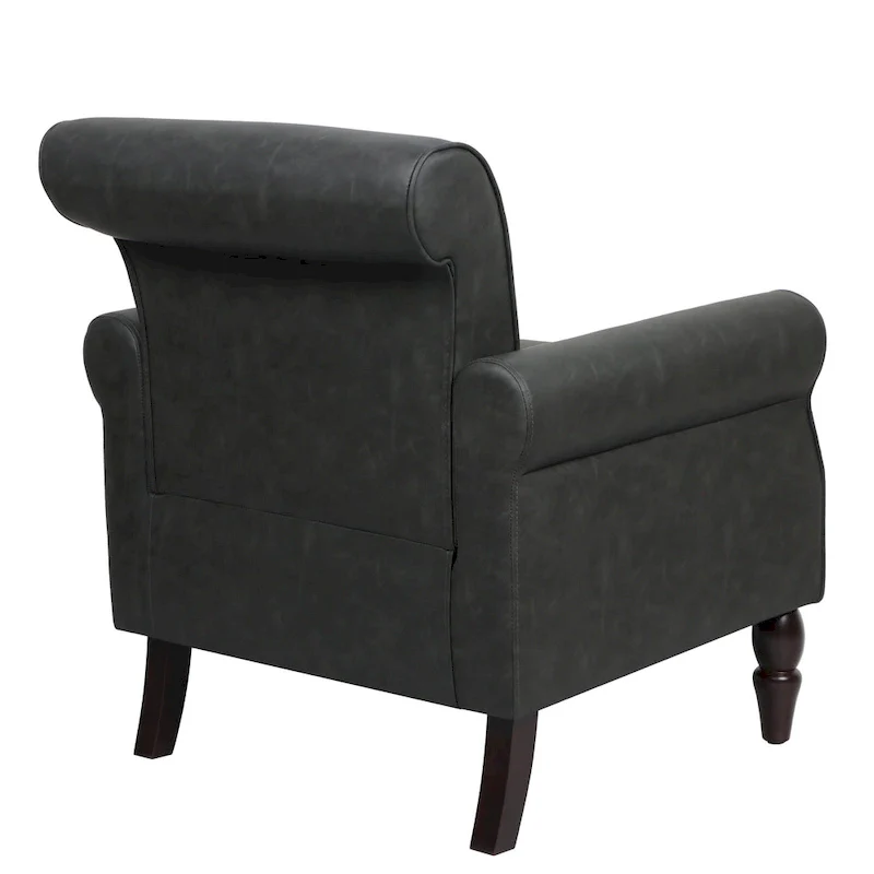 2 Set Nailheads Accent Chair Faux Leather Armchair
