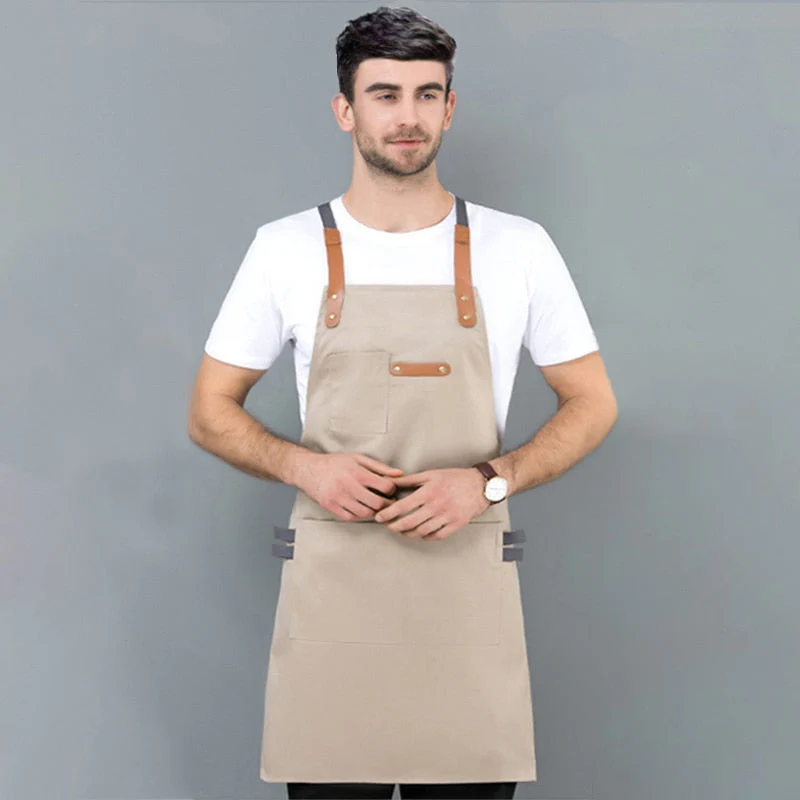 HULIANFU Long Apron Denim Restaurant Hotel Waist Chef Apron Bar Pub Kitchen Waiter Waitress Cook Apron Universal Cooking Hat Caps 56-58cm - Deanwangkt