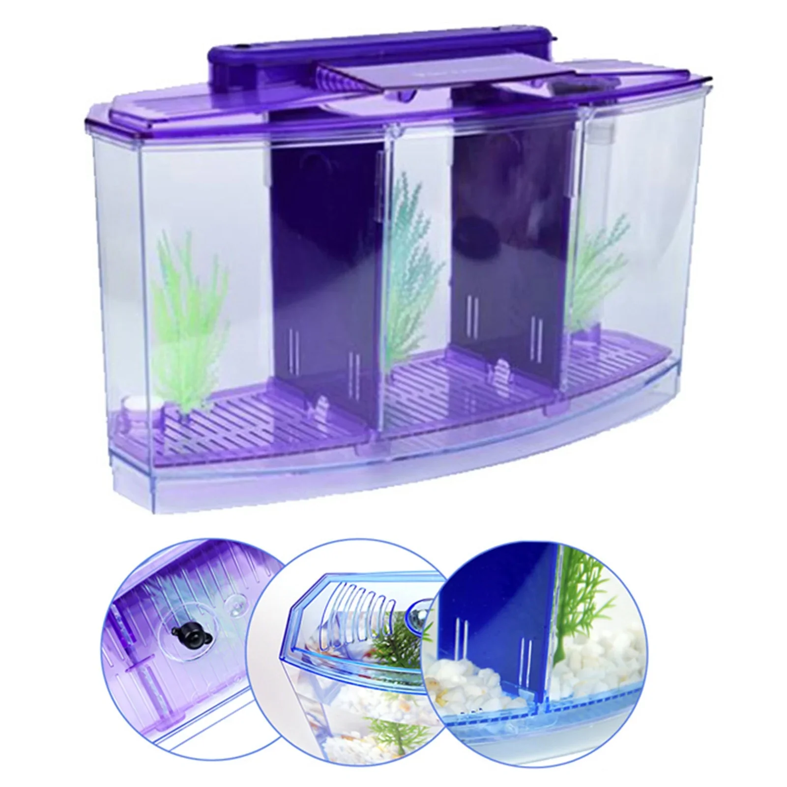 HULIANFU Multifunctional Acrylic Split Fish Tank Breed Box with LED Light Imitation Plant Fish Tank Acrylic Non-toxic Aquariums - Deanwangkt