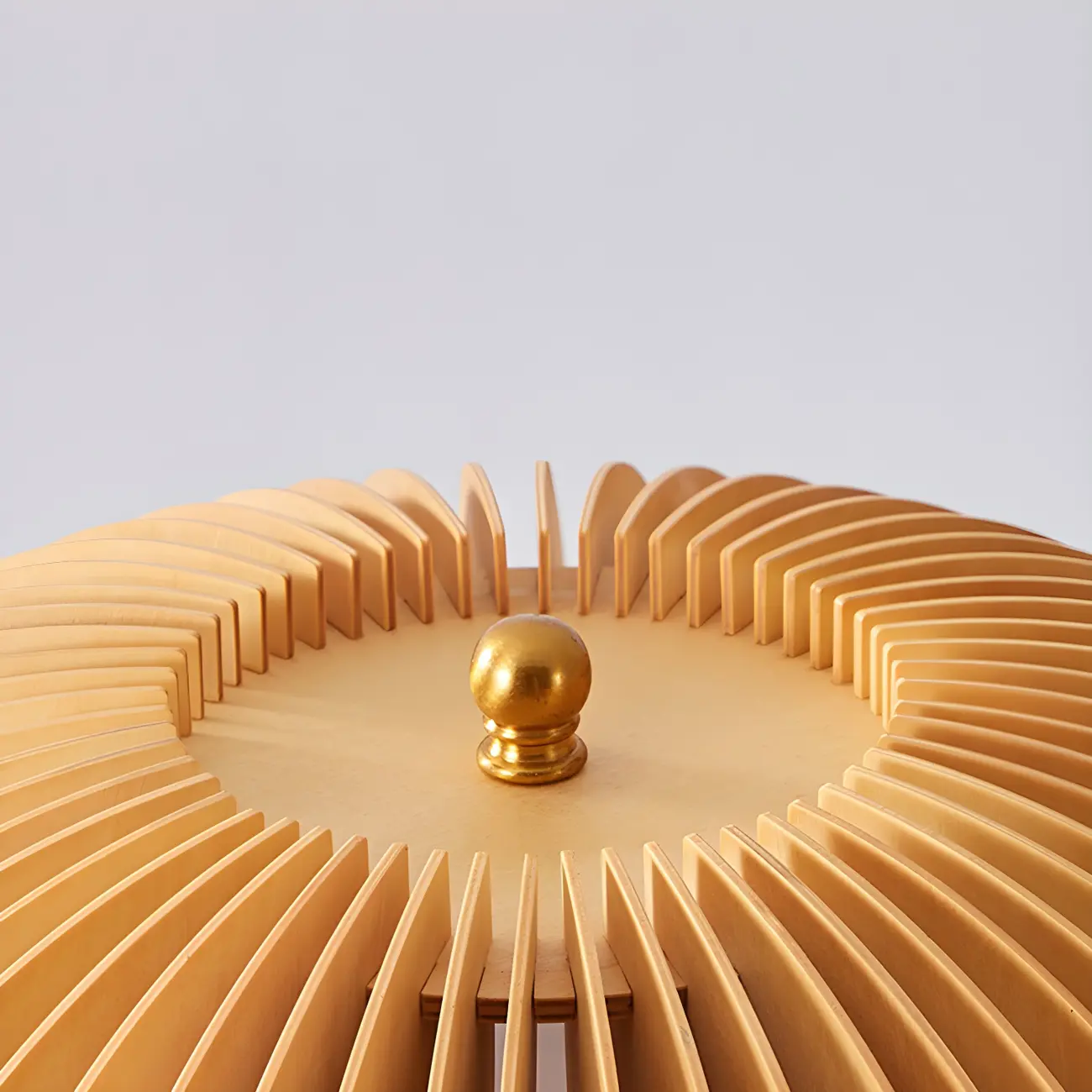 Art Deco Yellow Wooden Mushroom-Shaped LED Table Lamp