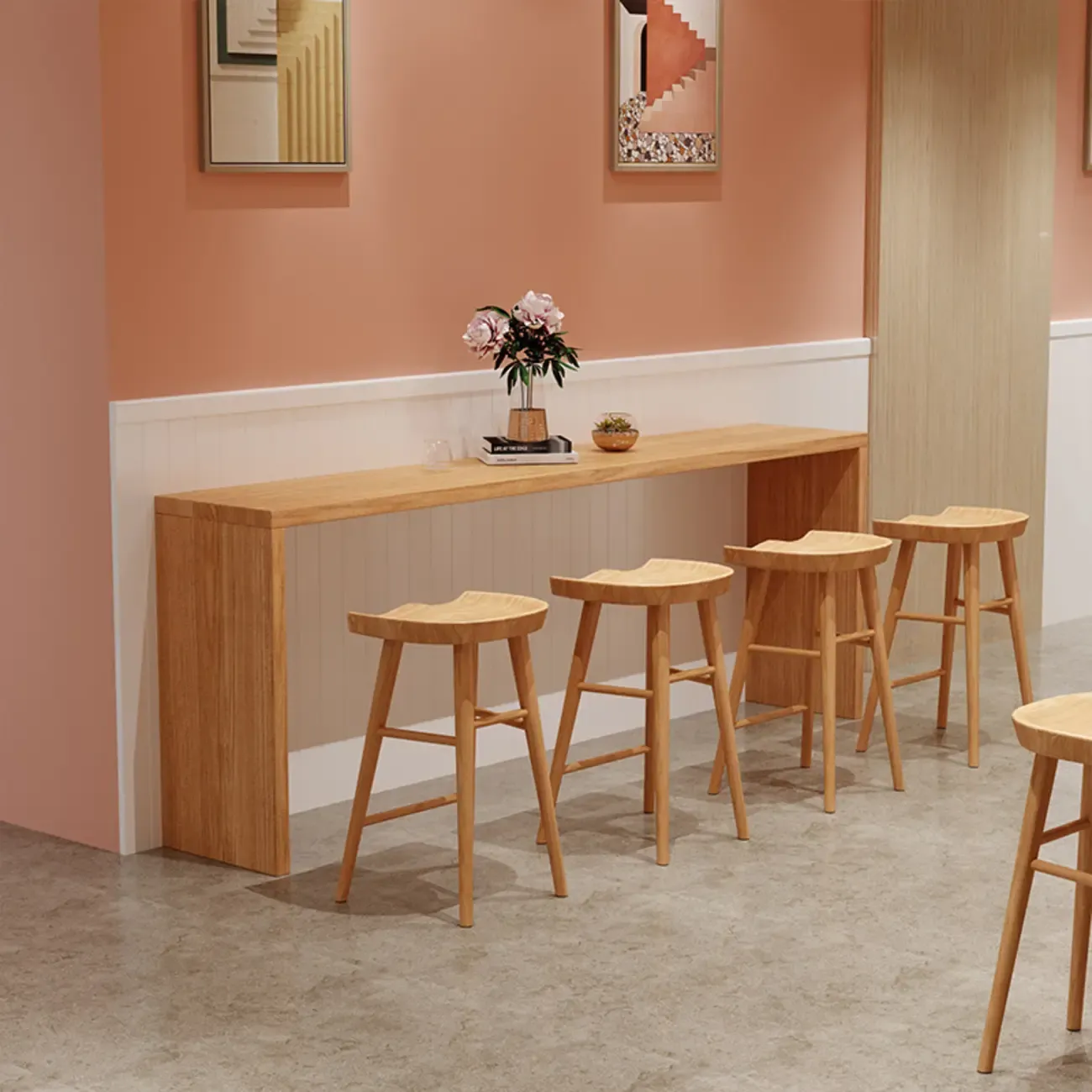 Minimalist Solid Wood Bar Height Table in 72 inch for 8 People