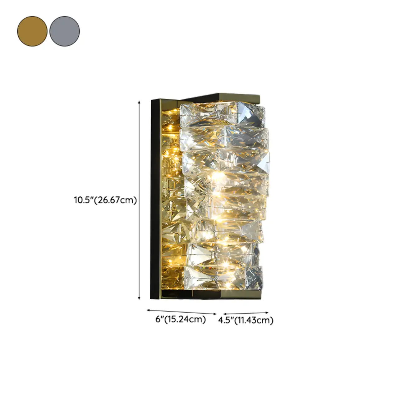 2-Light Geometric Wall Light with Clear Crystal