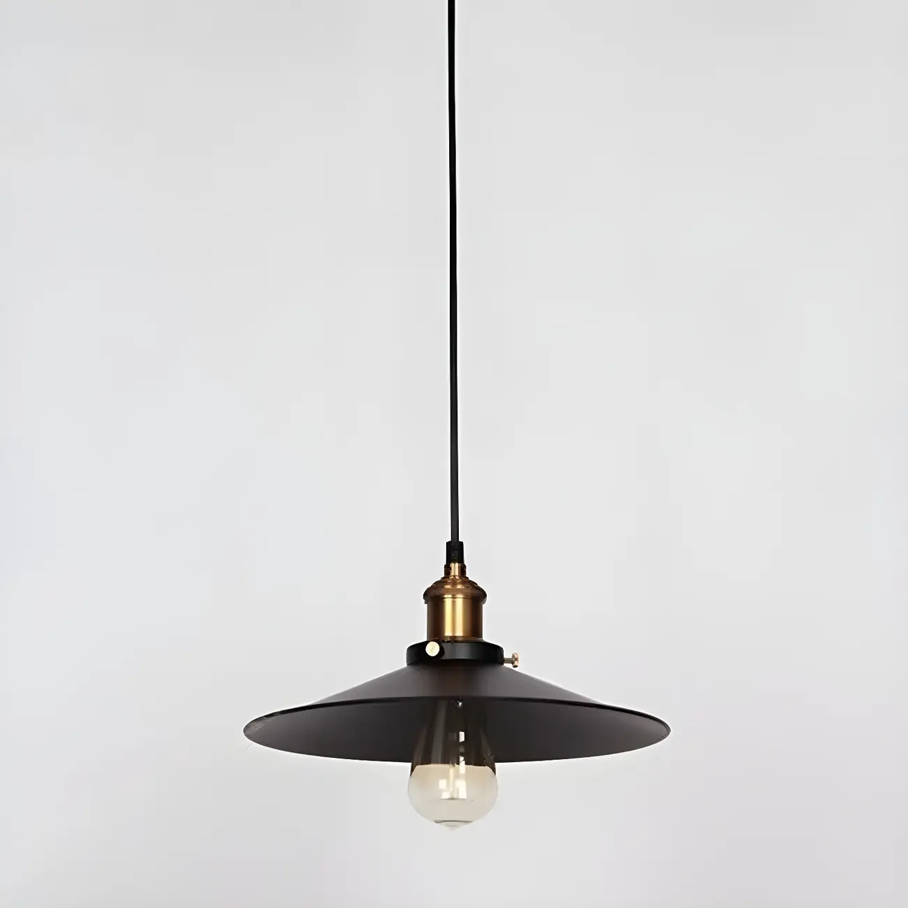 Industrial Black Metal Cone Hanging Pendant Light Fixture