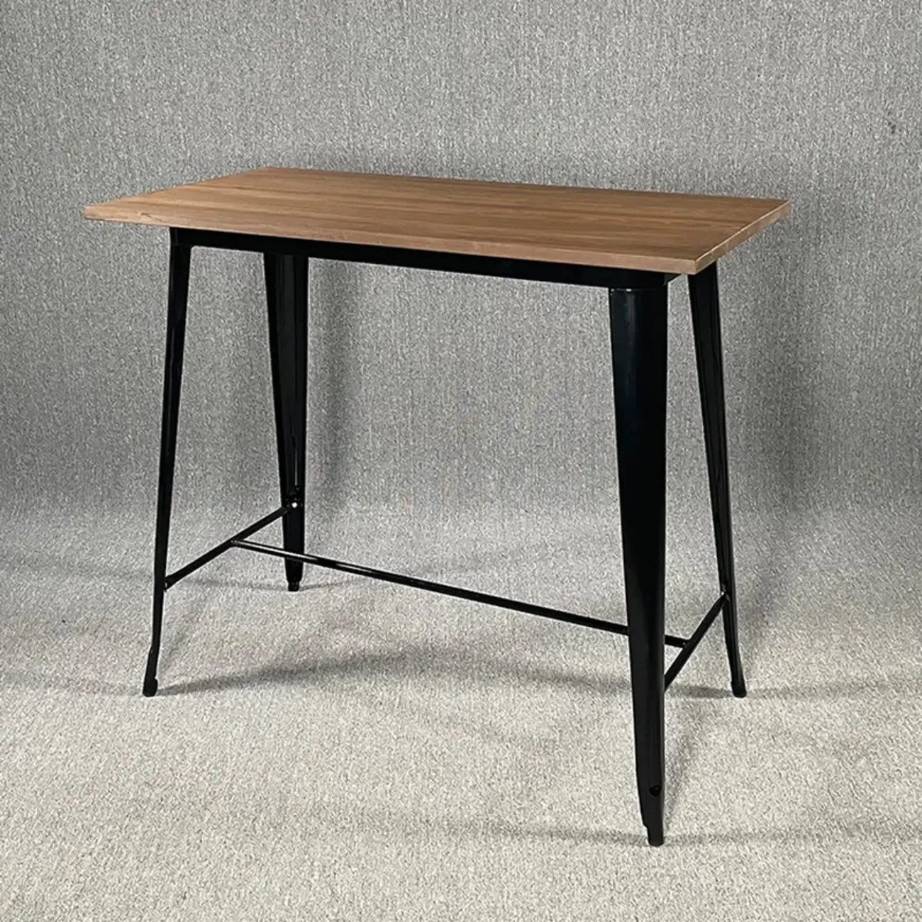 Industrial Brown Wood Black Metal Bar Tables