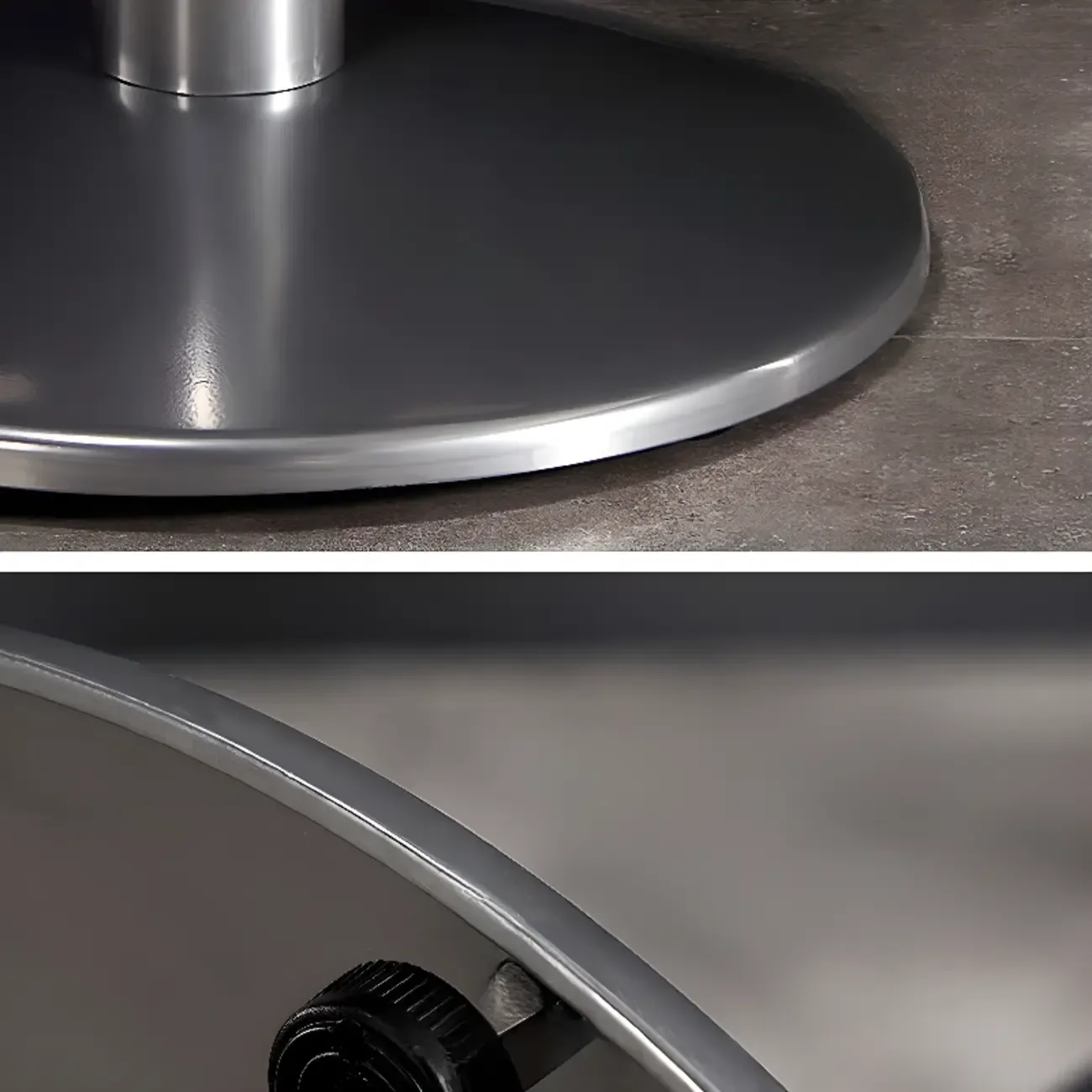 Modern Black Round Wooden Silver Metal Pedestal Bar Tables